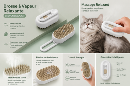 Brosse à Vapeur Relaxante pour Chien & Chat